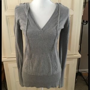 Pink Rose Hooded V-Neck Long Sleeve Shirt